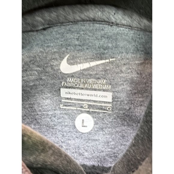 Vintage Y2K Nike Slate Green Big Embroidered Logo Hoodie Mens Size LG Fuzzy Logo - Picture 3 of 5